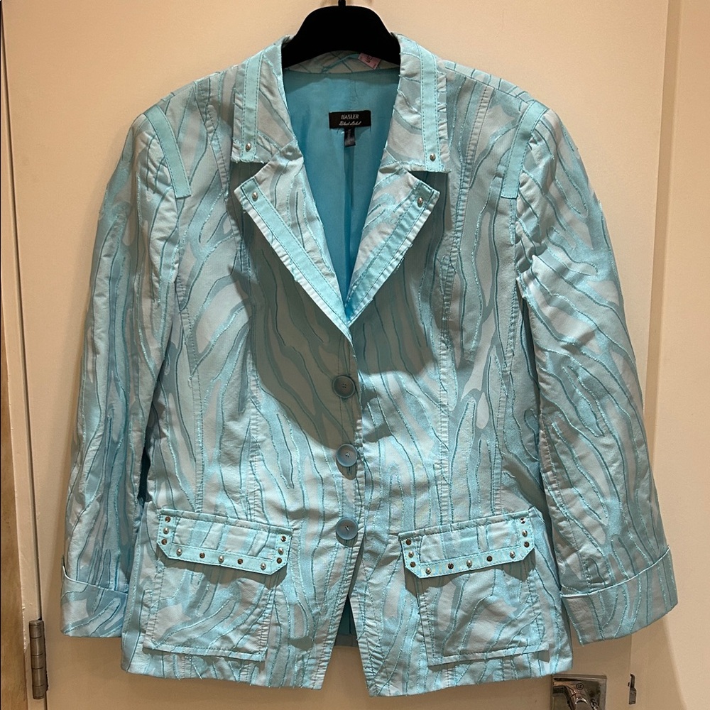 Basler Light Blue Textured Blazer